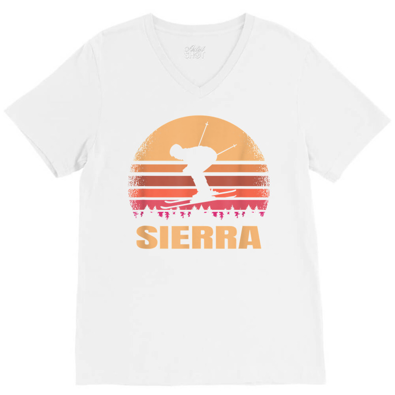 Sierra Nevada Skier Vintage Skiing At 80s Retro Ski Resort T Shirt V-neck Tee | Artistshot