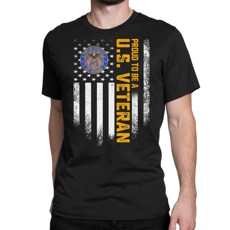 Vintage Usa Flag Proud To Be A Us Military Veteran T Shirt Classic T-shirt | Artistshot