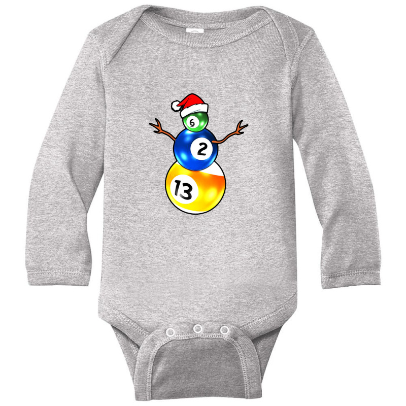 Billiards Christmas Snowman Long Sleeve Baby Bodysuit | Artistshot