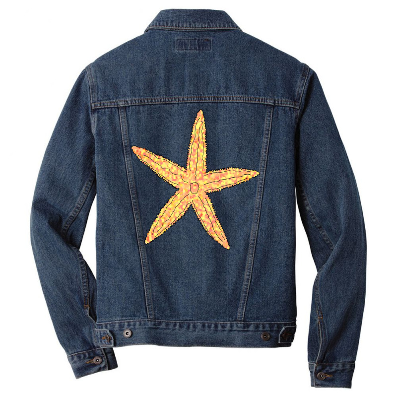 Yellow And Orange Starfish Men Denim Jacket | Artistshot