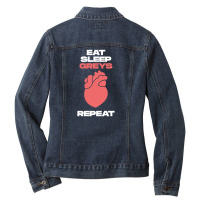 Eat Sleep Greys Repeat Ladies Denim Jacket | Artistshot