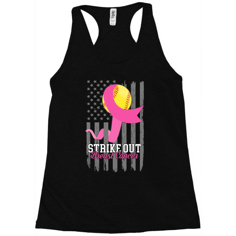 Breast Cancer Softball Strike Out Flag Cancer Survivor Awareness Racerback Tank by circularflap | Artistshot