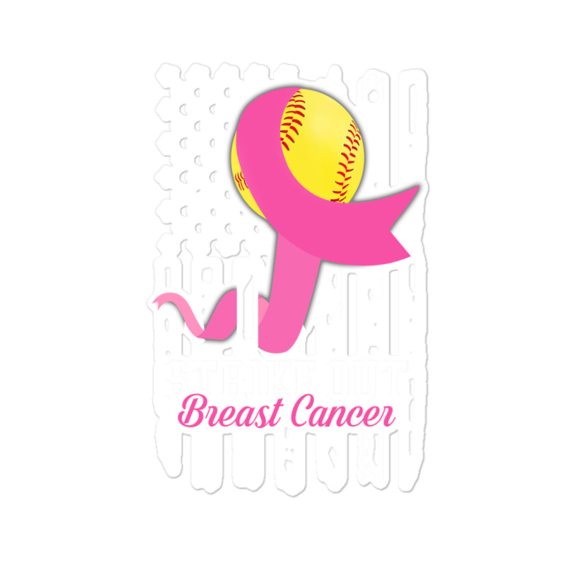 Strike Out Breast Cancer Awareness Softball Pink Ribbon - Strike Out Breast  Cancer Awareness Soft - Sticker