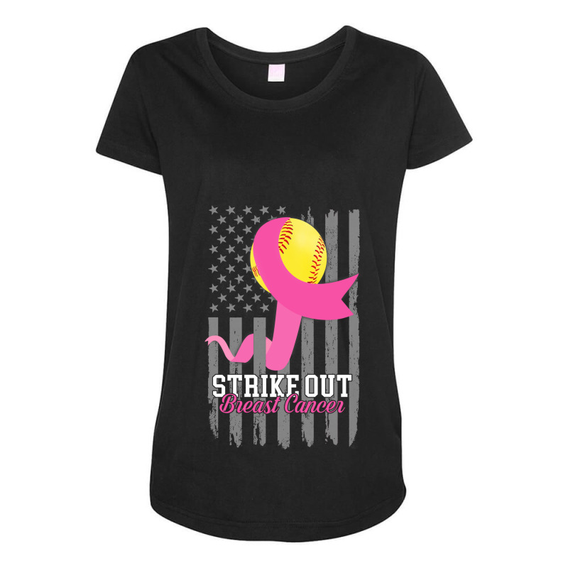 Breast Cancer Softball Strike Out Flag Cancer Survivor Awareness Maternity Scoop Neck T-shirt by circularflap | Artistshot