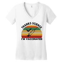 Thanks Science I'm Vaccinated Vintage Women's V-neck T-shirt | Artistshot