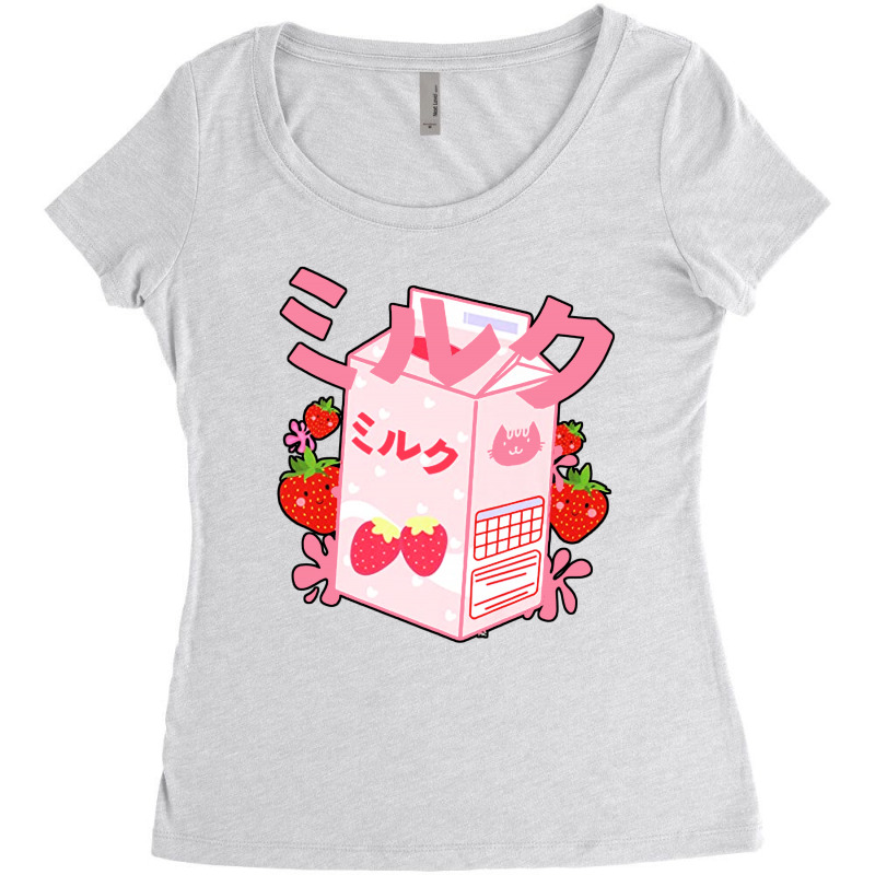 Japanese Kawaii Strawberry Women's Triblend Scoop T-shirt by Rosdiana Tees | Artistshot