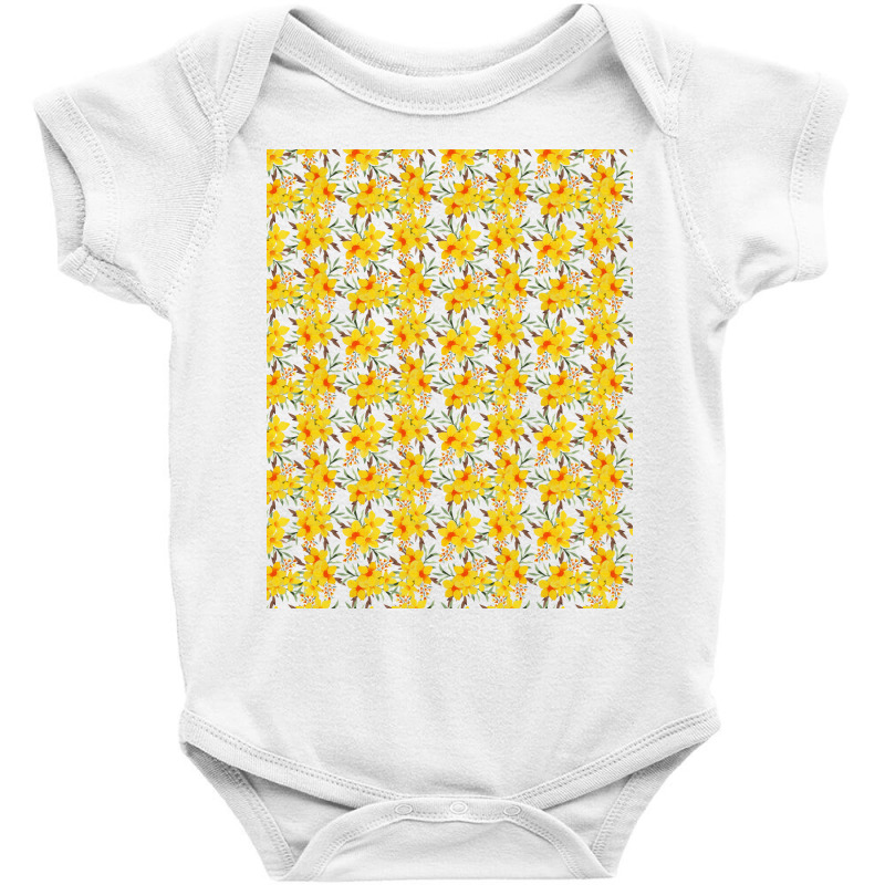 Yellow Wildflower Floral Pattern Baby Bodysuit by Visudylic Creations | Artistshot