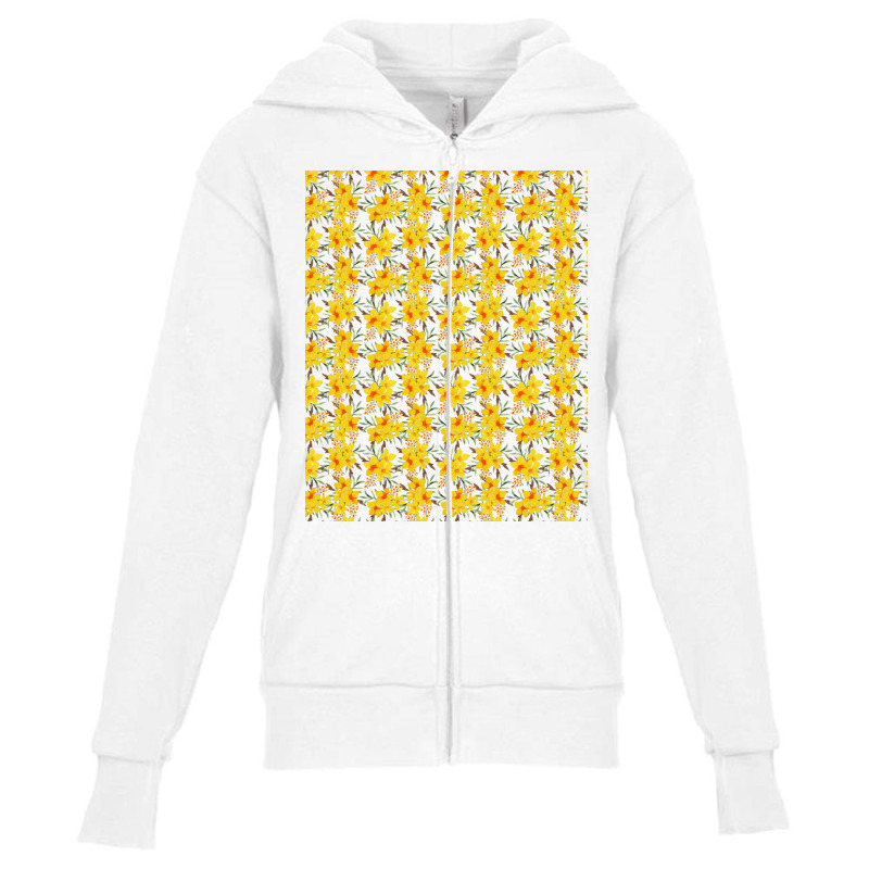 Yellow Wildflower Floral Pattern Youth Zipper Hoodie by Visudylic Creations | Artistshot