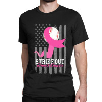 Breast Cancer Strike Out Baseball Flag Cancer Survivor Awareness Classic T-shirt | Artistshot