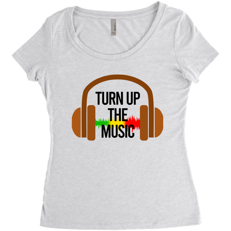 Turn Up The Music Headphones Women's Triblend Scoop T-shirt by THT | Artistshot