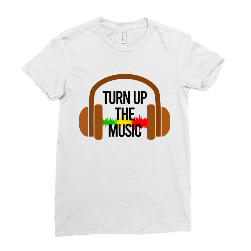 Turn Up The Music Headphones Ladies Fitted T-Shirt by THT | Artistshot