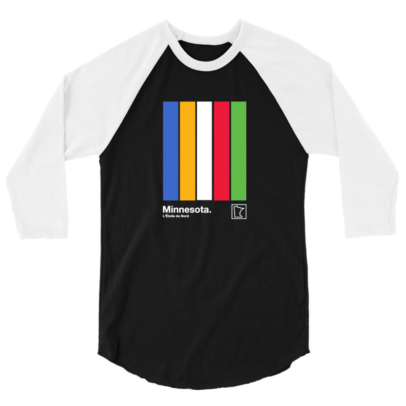 Minnesota State Flag Original Minimalist Artwork Poster Design 3/4 Sleeve Shirt | Artistshot