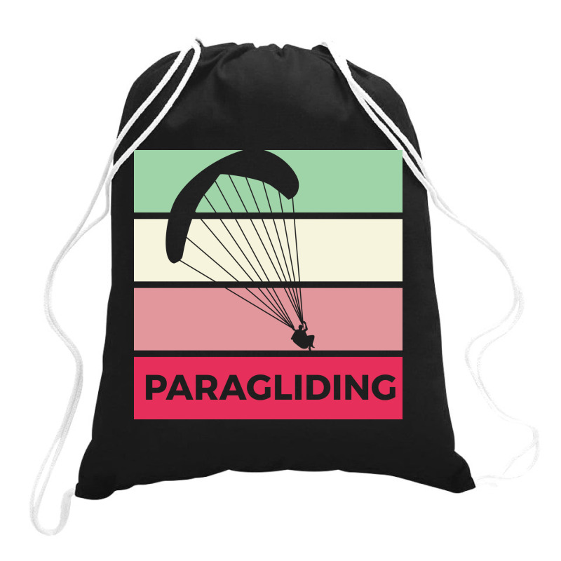 Paragliding Silhouette Sport Activity Vector Graphic Drawstring Bags | Artistshot