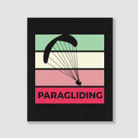 Paragliding Silhouette Sport Activity Vector Graphic Portrait Canvas Print | Artistshot