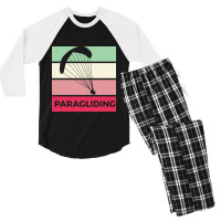 Paragliding Silhouette Sport Activity Vector Graphic Men's 3/4 Sleeve Pajama Set | Artistshot