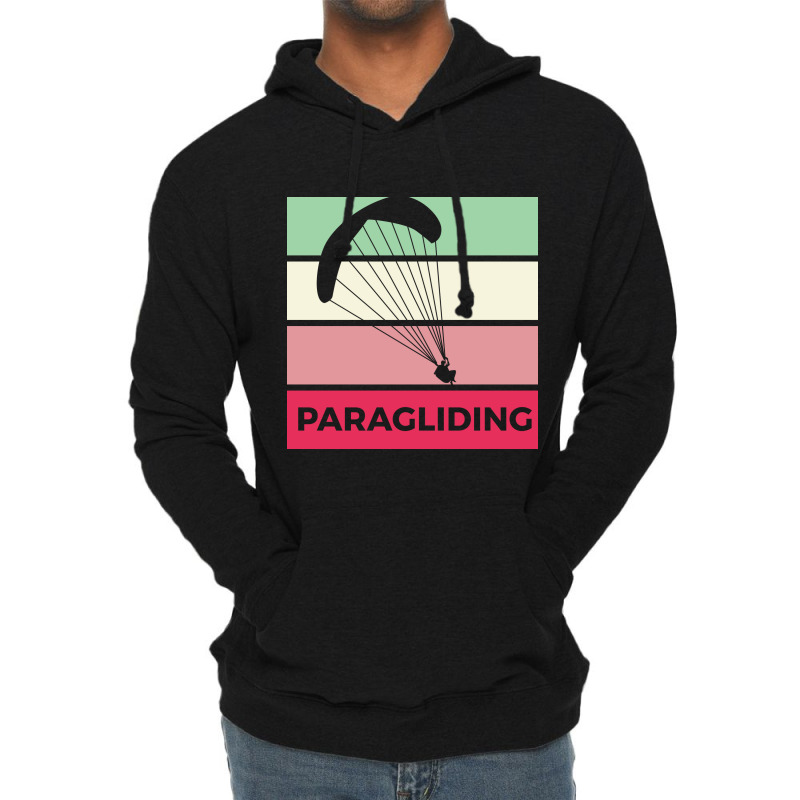 Paragliding Silhouette Sport Activity Vector Graphic Lightweight Hoodie | Artistshot