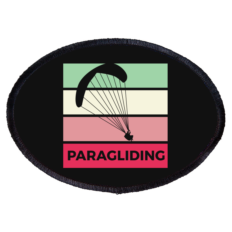 Paragliding Silhouette Sport Activity Vector Graphic Oval Patch | Artistshot