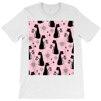 Midcentury Mid Century Cat Retro Atomic Age Space Pink Black T Shirt T-shirt | Artistshot