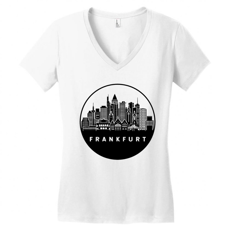 Frankfurt Germany Skyline Women's V-Neck T-Shirt by Lemah Pasir | Artistshot