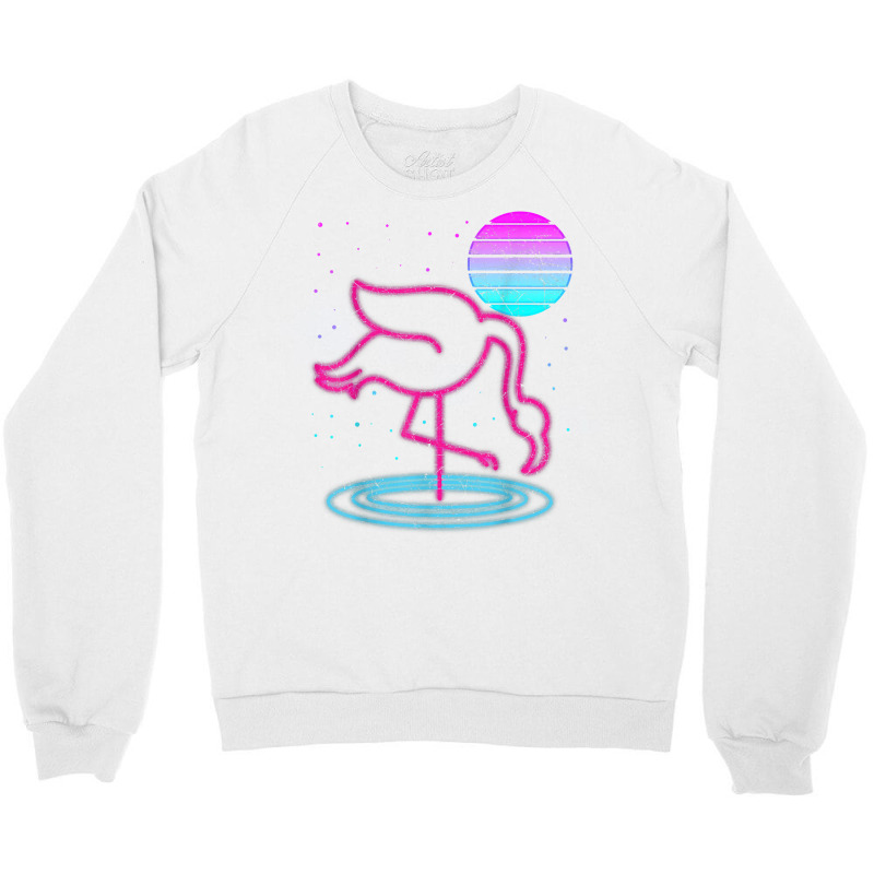 Retro Vaporwave 90s Art Exotic Bird Lover Synthwave Flamingo T Shirt Crewneck Sweatshirt by bibonzgulnacqo | Artistshot