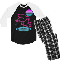 Retro Vaporwave 90s Art Exotic Bird Lover Synthwave Flamingo T Shirt Men's 3/4 Sleeve Pajama Set | Artistshot