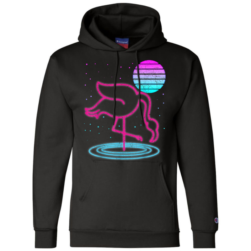 Retro Vaporwave 90s Art Exotic Bird Lover Synthwave Flamingo T Shirt Champion Hoodie by bibonzgulnacqo | Artistshot