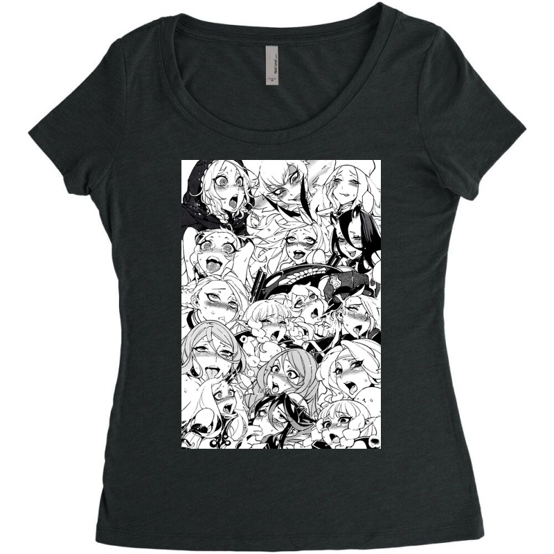 Ahegao Face Gray Anime Women's Triblend Scoop T-shirt by RamaArt | Artistshot