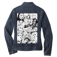 Ahegao Face Gray Anime Ladies Denim Jacket | Artistshot