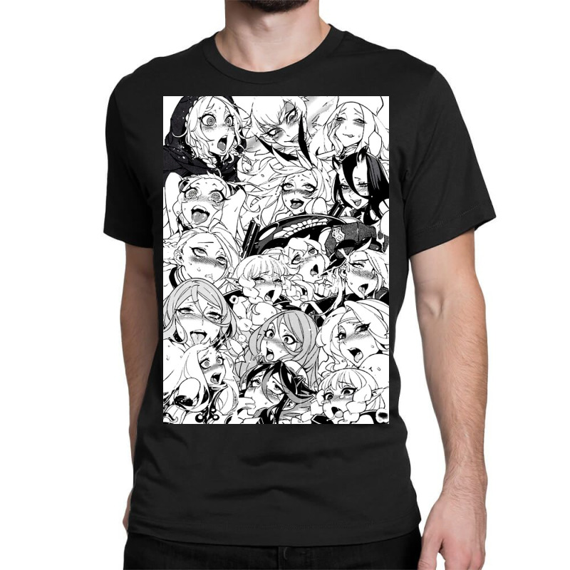 Ahegao Face Gray Anime Classic T-shirt by RamaArt | Artistshot