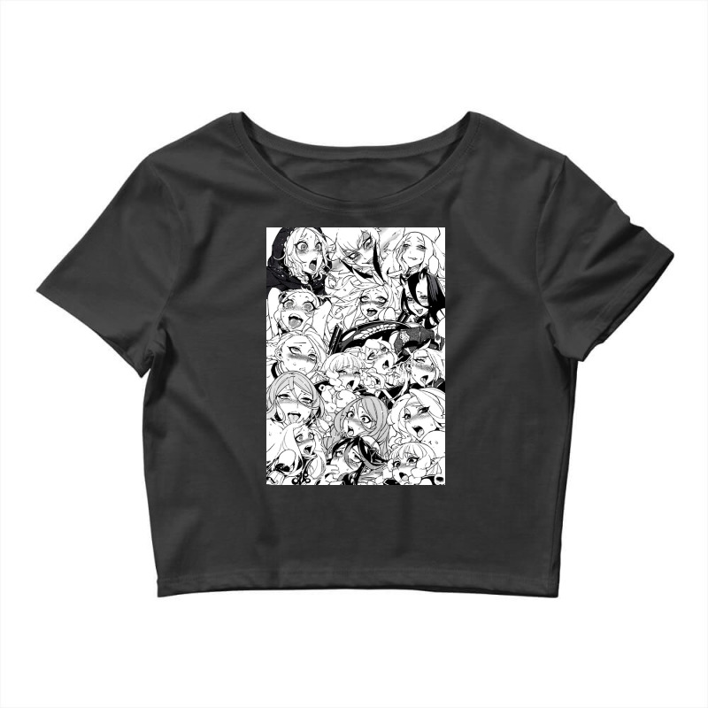 Ahegao Face Gray Anime Crop Top by RamaArt | Artistshot