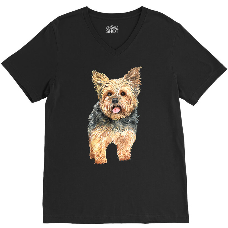 Watercolor  Yorkie Yorkshire Terrier Owners T Shirt V-Neck Tee by lorebrend | Artistshot