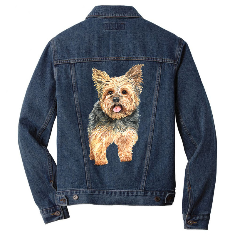 Watercolor  Yorkie Yorkshire Terrier Owners T Shirt Men Denim Jacket by lorebrend | Artistshot