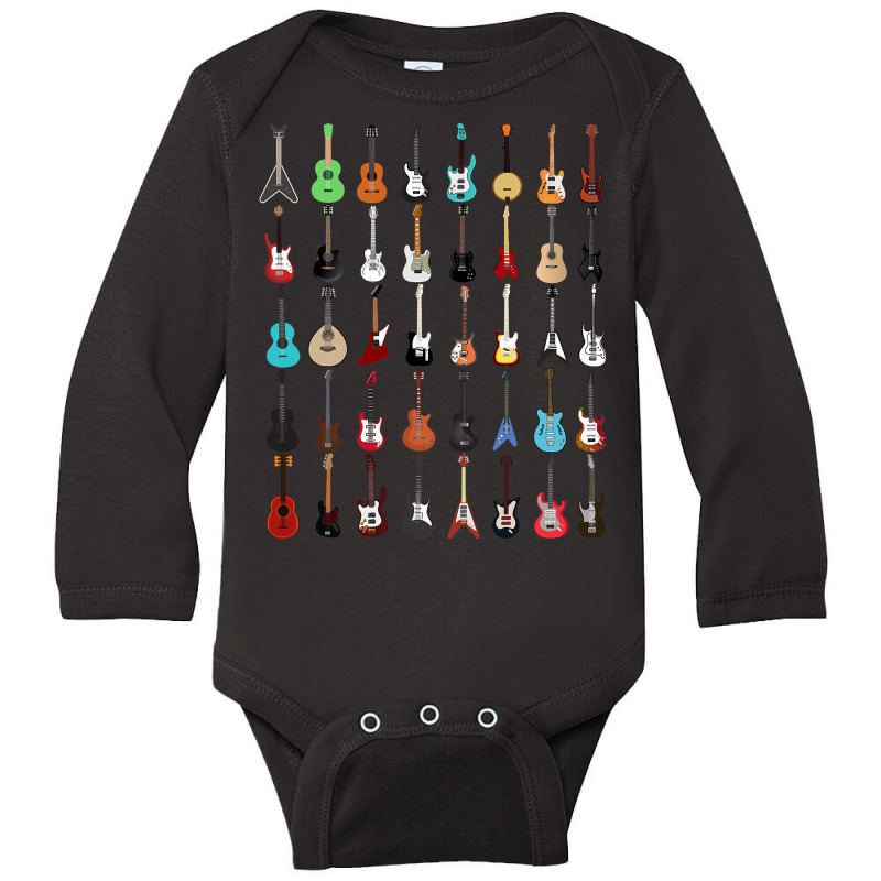 Guitar Musical Instrument T Shirt (rock N Roll Tee) Long Sleeve Baby Bodysuit by longduong89 | Artistshot