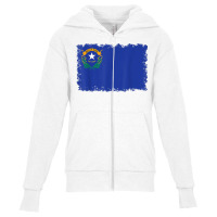 Nevada State Flag T Shirt With Torn Edges Youth Zipper Hoodie | Artistshot