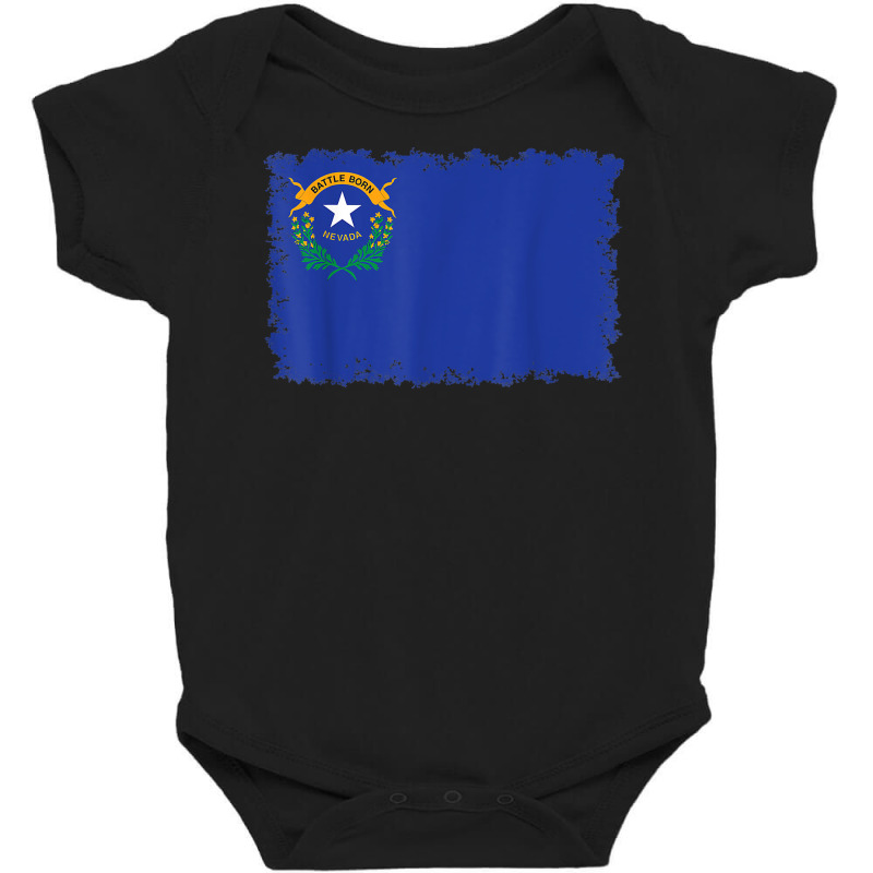 Nevada State Flag T Shirt With Torn Edges Baby Bodysuit by marshall0976 | Artistshot