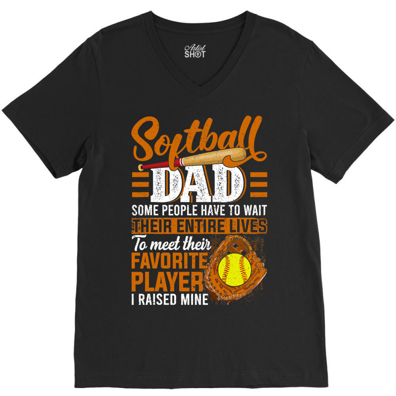 Softball Pitcher Hitter Catcher Mens Funny Dad For Men Dad I Raised Mi V-neck Tee | Artistshot