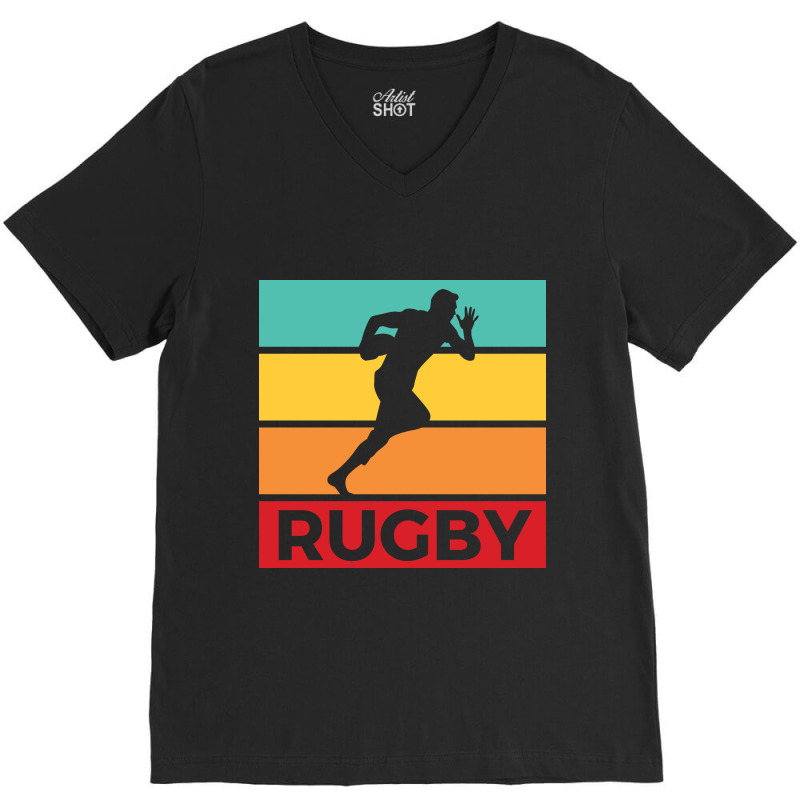 Rugby Silhouette Sport Activity Vector Graphic V-neck Tee | Artistshot