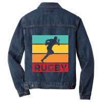 Rugby Silhouette Sport Activity Vector Graphic Men Denim Jacket | Artistshot