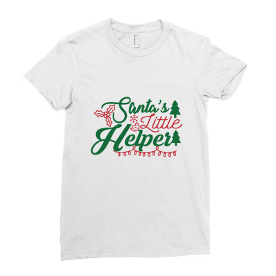Santa’s Little Helper Funny Xmas T Shirt Ladies Fitted T-shirt Designed By Gnuh79
