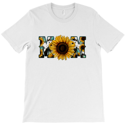 Sunflower Turquoise Cowhide Mom T-shirt Designed By Saul