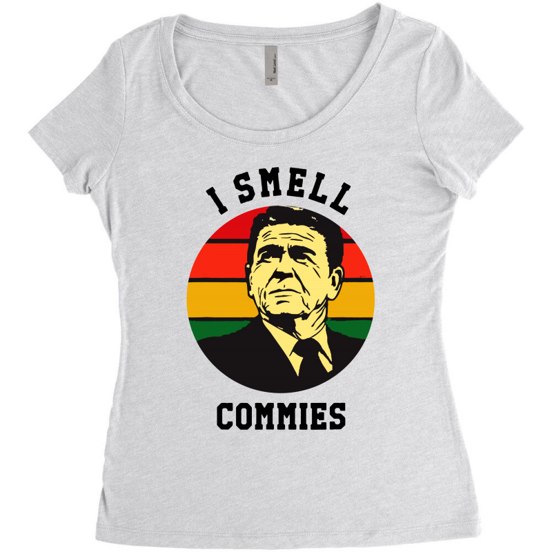 Ronald Reagan I Smell Commies Political Women's Triblend Scoop T-shirt by THT | Artistshot