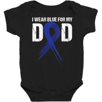 Womens I Wear Blue For My Dad Colon Cancer Awareness Gift V Neck T Shi Baby Bodysuit | Artistshot