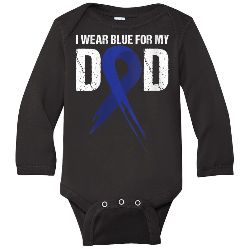 Womens I Wear Blue For My Dad Colon Cancer Awareness Gift V Neck T Shi Long Sleeve Baby Bodysuit | Artistshot