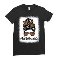 Football Mom Life Funny Leopard Messy Bun Hair Women 164 Football Play Ladies Fitted T-shirt | Artistshot