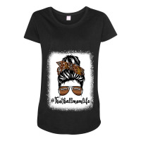 Football Mom Life Funny Leopard Messy Bun Hair Women 164 Football Play Maternity Scoop Neck T-shirt | Artistshot