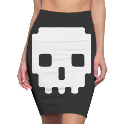 pixel skull 8 bit era Pencil Skirts | Artistshot