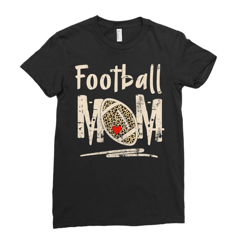 Football Mom Leopard Football Love Football Player 125 Football Player Ladies Fitted T-Shirt by circularflap | Artistshot