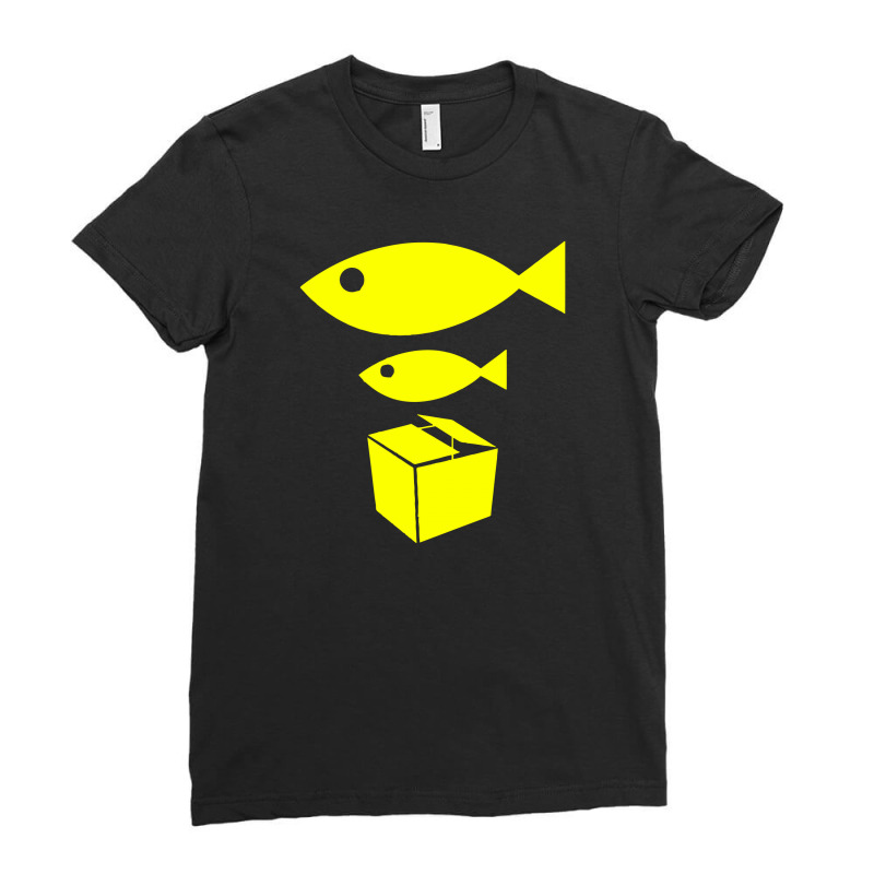 Big Fish Little Fish Cardboard Box Ladies Fitted T-Shirt by putiandini | Artistshot