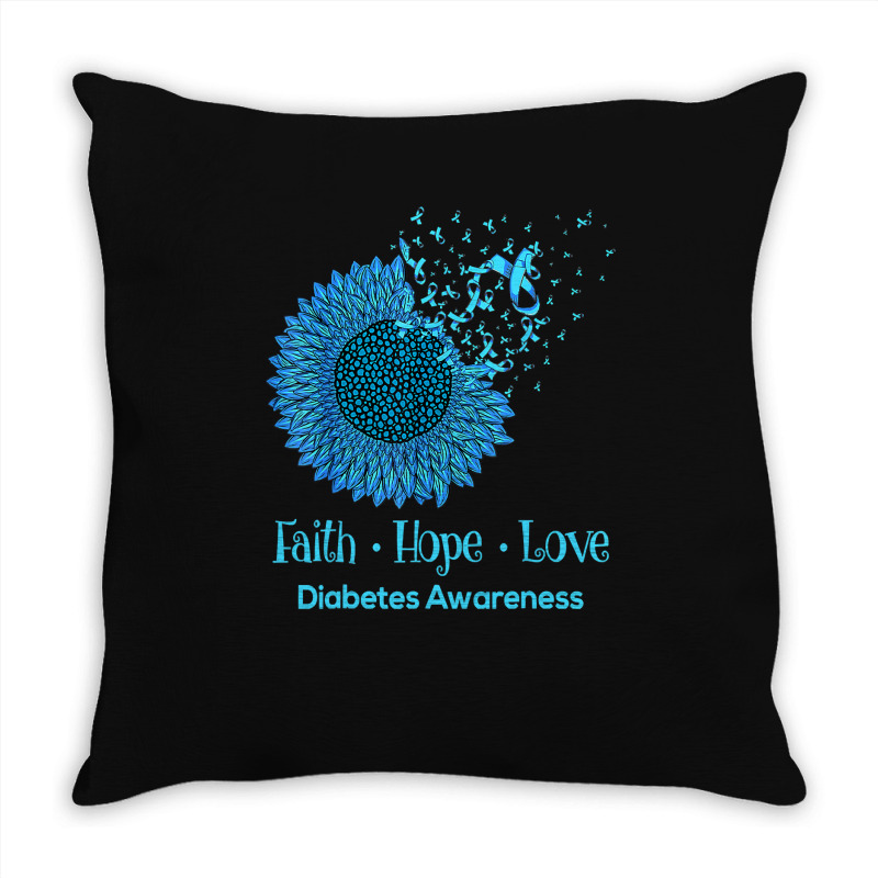 Diabetes Diabetic Sunflower Faith Hope Love Diabetic 7 Diabetes Awaren Throw Pillow by circularflap | Artistshot