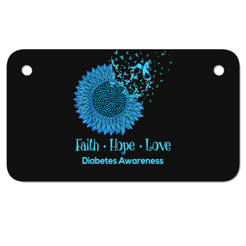 Diabetes Diabetic Sunflower Faith Hope Love Diabetic 7 Diabetes Awaren Motorcycle License Plate by circularflap | Artistshot